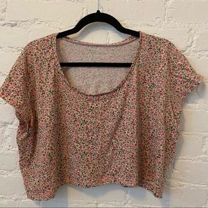 American Apparel Cropped Flowy Floral Shirt